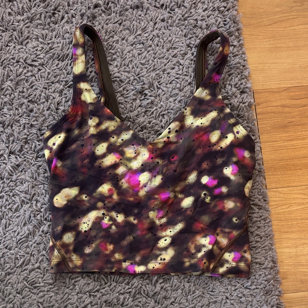 lululemon athletica Olive Green Crop Tank with Neon Tie-Dye